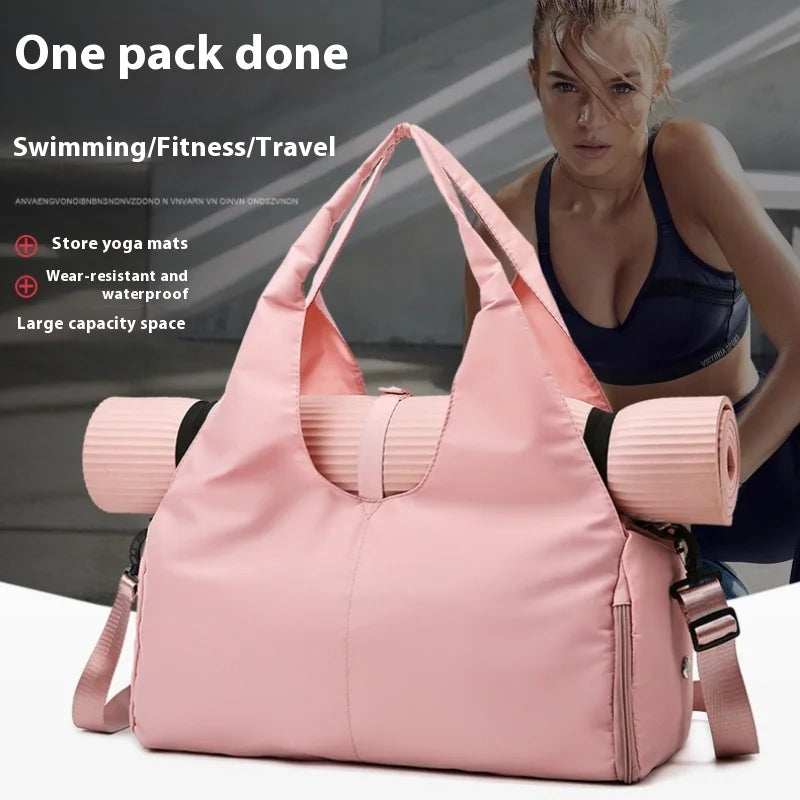 Yoga Bag Women'S Sports Fitness Bag Hand Luggage Organizer Wear-Resistant Large Capacity Storage Travel Bag